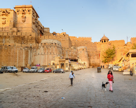 Jaisalmer, India - February 17, 2019: Fort Jaisalmer Rajasthan entrance gateway in Rajasthan