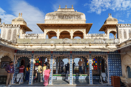 Udaipur, India - February 17, 2019: Courtyard of City palace in Udaipur Rajasthanのeditorial素材