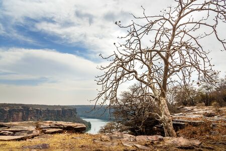 View of Chambal valley river near Garadia Mahadev temple. Kota. Rajasthan. Indiaの写真素材