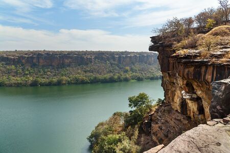 View of Chambal valley river near Garadia Mahadev temple. Kota. Rajasthan. Indiaの写真素材