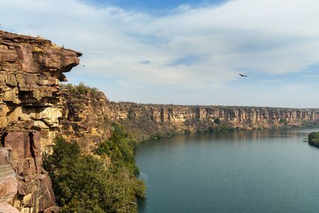 View of Chambal valley river near Garadia Mahadev temple. Kota. Rajasthan. Indiaの写真素材