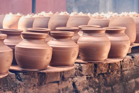 Different pottery on the street in Dharavi Slum at Mumbai. India