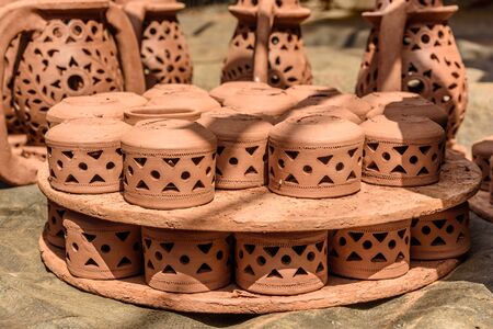 Different pottery on the street in Dharavi Slum at Mumbai. India