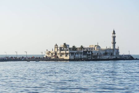 Haji Ali Dargah mosque and tomb on islet off the coast of Worli in Mumbai. Indiaの写真素材