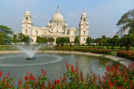 Victoria Memorial Hall and garden in Kolkata. Indiaの写真素材