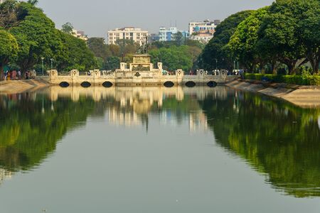 Monument in Victoria Memorial garden in Kolkata. Indiaの写真素材