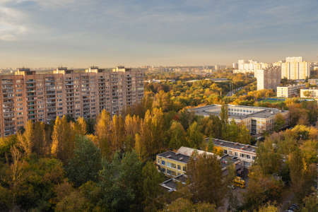 Urban cityscape in autumn. Mozhaysky District in Moscow. Russiaの写真素材