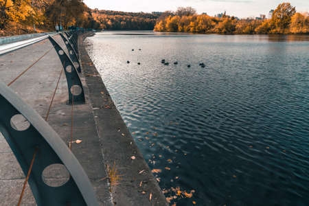 Moscow, Russia - October 4, 2020: Embankment in Filevsky Park in autumnのeditorial素材
