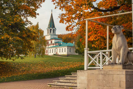 Front Gate complex and Colonel's chamber in Kolomenskoye on autumn day. Moscow. Russiaの写真素材