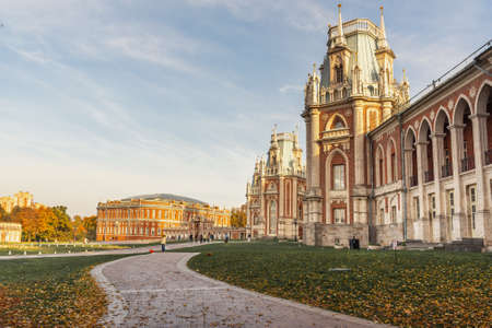 Moscow, Russia - October 05, 2020: Grand Palace and the Bread House in Tsaritsyno Park on autumn dayのeditorial素材