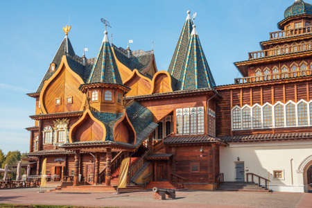 Moscow, Russia - October 5, 2020: Wooden palace of Tsar Alexei Mikhailovich in Kolomenskoye park on autumn dayのeditorial素材
