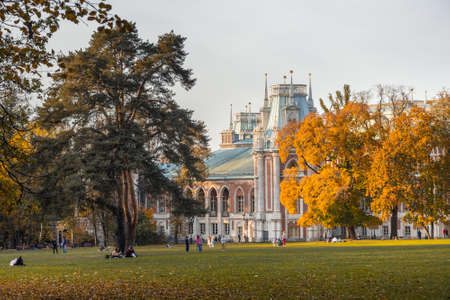 Moscow, Russia - October 05, 2020: Grand Palace of queen Catherine the Great in Tsaritsyno on autumn dayのeditorial素材