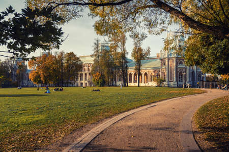 Moscow, Russia - October 05, 2020: Grand Palace of queen Catherine the Great in Tsaritsyno on autumn dayのeditorial素材