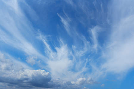 Blue sky background with white clouds. Cloudscapeの写真素材