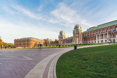 Moscow, Russia - October 05, 2020: Grand Palace and the Bread House in Tsaritsyno Park on autumn dayのeditorial素材