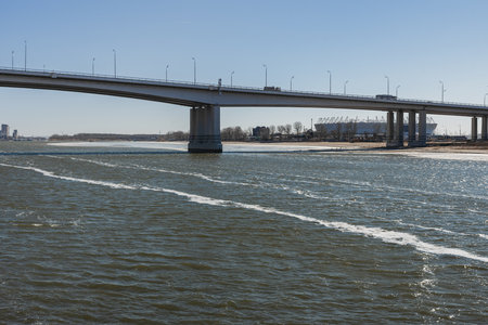 View of Voroshilovsky bridge in Rostov-on-Don. Russiaの写真素材