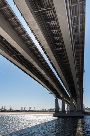 View of Voroshilovsky bridge in Rostov-on-Don. Russiaの写真素材