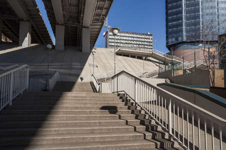 Stairs up to the Voroshilovsky bridge in Rostov-on-Don. Russiaの写真素材