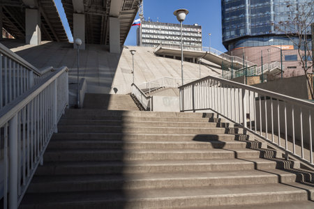 Stairs up to the Voroshilovsky bridge in Rostov-on-Don. Russiaの写真素材