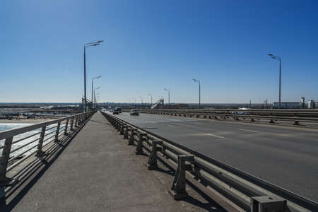 Rostov-on-Don, Russia - March 12, 2021: Road on Voroshilovsky bridgeのeditorial素材