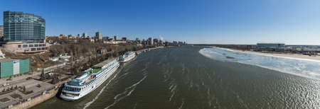 Rostov-on-Don, Russia - March 12, 2021: Panoramic view of city and bank of Don river from Voroshilovsky bridgeのeditorial素材