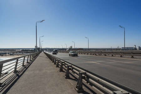 Rostov-on-Don, Russia - March 12, 2021: Road on Voroshilovsky bridgeのeditorial素材