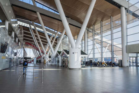 Rostov-on-Don, Russia - March 12, 2021: Inside of passenger terminal of Platov International Airportのeditorial素材