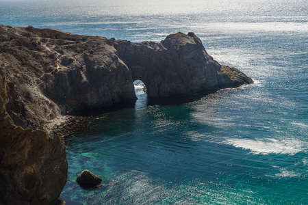 Diana's Grotto in Fiolent Cape in spring sunny day. Sevastopol. Crimeaの写真素材