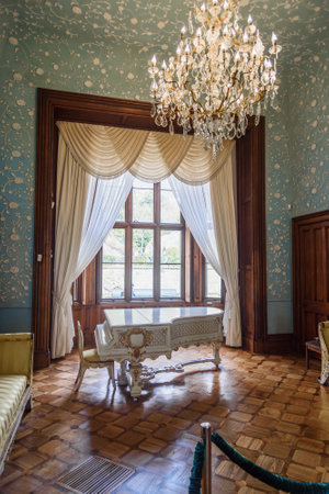 Alupka, Crimea - March 19, 2021: Blue Drawing Room in Vorontsov Palaceのeditorial素材