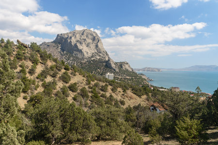 Falcon Sokol mountain in spring. Crimeaの写真素材