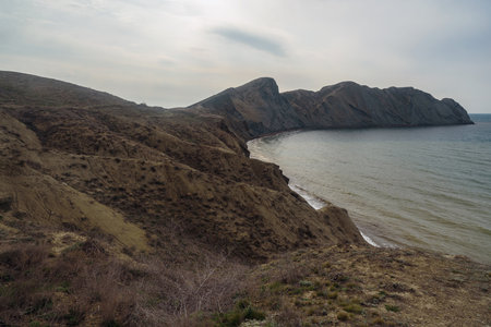 View of Cape Cape Chameleon in spring. Koktebel. Crimeaの写真素材