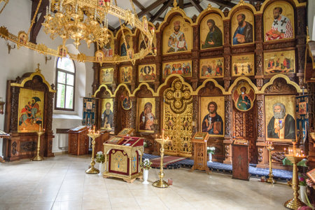 Svetlogorsk, Kaliningrad region, Russia - September 30, 2021: Interior of Orthodox Church of St. Seraphim of Sarov, former Lutheran Church of Raushenのeditorial素材