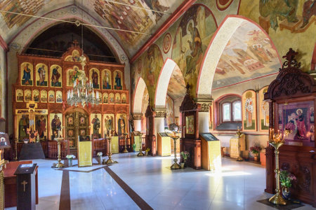 Yantarny, Kaliningrad region, Russia - Oktober 01, 2021: Interior of Church of the Kazan Icon of the Mother of God, former Kirch Palmniken. Built in 1892のeditorial素材