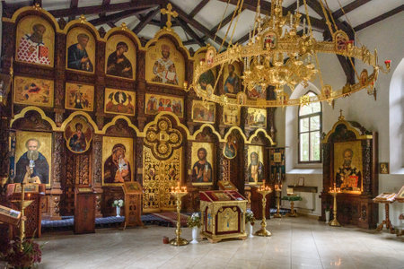Svetlogorsk, Kaliningrad region, Russia - September 30, 2021: Interior of Orthodox Church of St. Seraphim of Sarov, former Lutheran Church of Raushenのeditorial素材