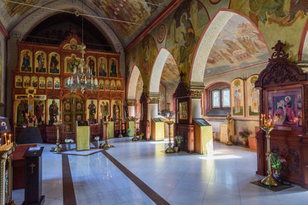 Yantarny, Kaliningrad region, Russia - Oktober 01, 2021: Interior of Church of the Kazan Icon of the Mother of God, former Kirch Palmniken. Built in 1892のeditorial素材