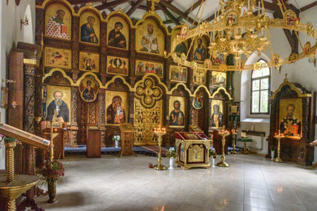 Svetlogorsk, Kaliningrad region, Russia - September 30, 2021: Interior of Orthodox Church of St. Seraphim of Sarov, former Lutheran Church of Raushenのeditorial素材