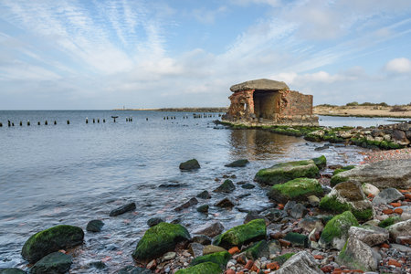 Ruins of Western Fort on the Baltic Sea coast of Vistula Spit. Baltiysk. Kaliningrad region. Russia