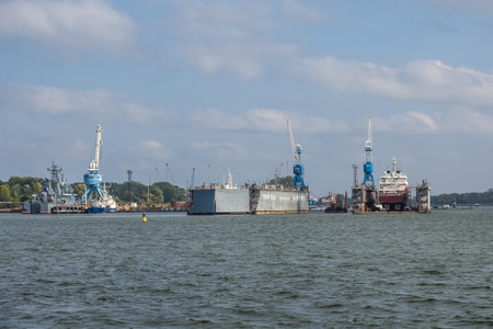 Baltiysk, Kaliningrad region, Russia - October 02, 2021: Port of the city of Baltiysk