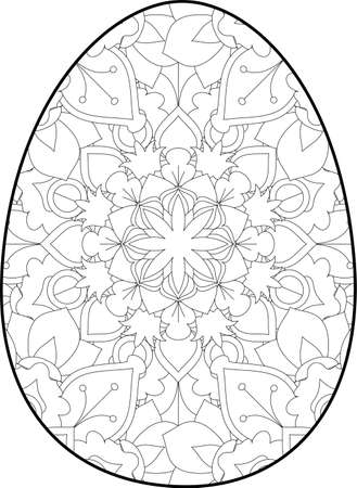 Easter egg coloring page. Happy easter day coloring page. Black and white easter egg coloring book page. Easter egg vector outline illustration. Easter egg hand drawn line art.のイラスト素材