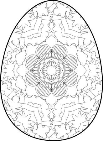Easter egg coloring page. Happy easter day coloring page. Black and white easter egg coloring book page. Easter egg vector outline illustration. Easter egg hand drawn line art.のイラスト素材