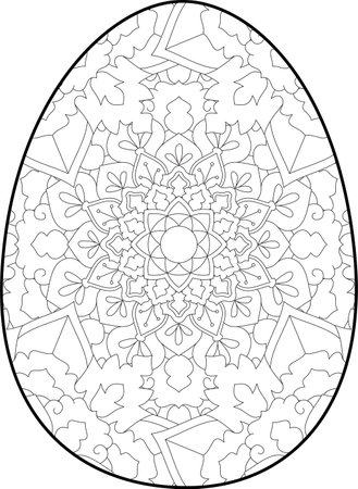 Easter egg coloring page. Happy easter day coloring page. Black and white easter egg coloring book page. Easter egg vector outline illustration. Easter egg hand drawn line art.のイラスト素材