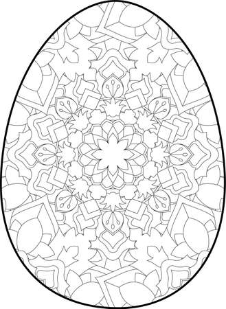 Easter egg coloring page. Happy easter day coloring page. Black and white easter egg coloring book page. Easter egg vector outline illustration. Easter egg hand drawn line art.のイラスト素材