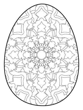 Easter egg coloring page. Happy easter day coloring page. Black and white easter egg coloring book page. Easter egg vector outline illustration. Easter egg hand drawn line art.のイラスト素材
