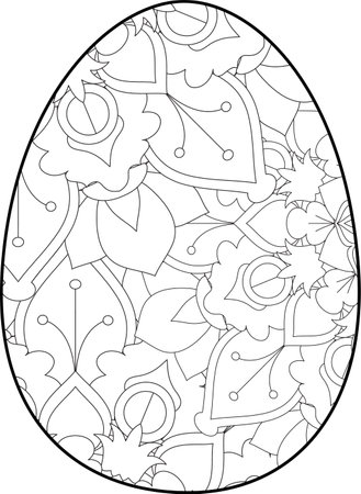 Easter egg coloring page. Happy easter day coloring page. Black and white easter egg coloring book page. Easter egg vector outline illustration. Easter egg hand drawn line art.のイラスト素材