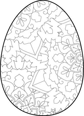 Easter egg coloring page. Happy easter day coloring page. Black and white easter egg coloring book page. Easter egg vector outline illustration. Easter egg hand drawn line art.のイラスト素材