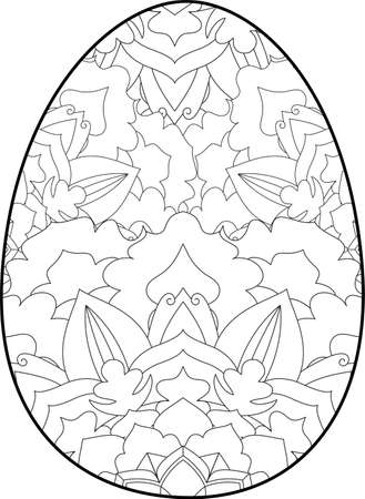 Easter egg coloring page. Happy easter day coloring page. Black and white easter egg coloring book page. Easter egg vector outline illustration. Easter egg hand drawn line art.のイラスト素材