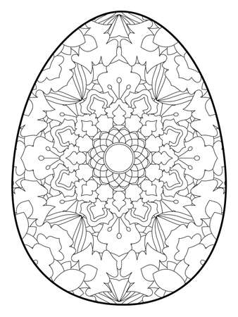 Easter egg coloring page. Happy easter day coloring page. Black and white easter egg coloring book page. Easter egg vector outline illustration. Easter egg hand drawn line art.のイラスト素材