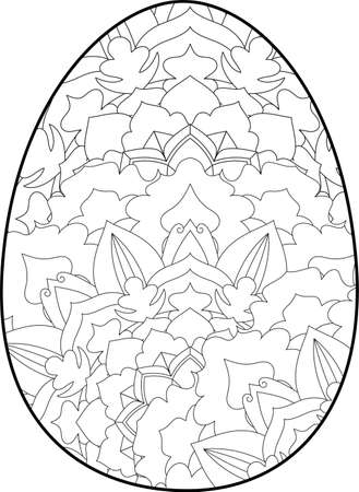 Easter egg coloring page. Happy easter day coloring page. Black and white easter egg coloring book page. Easter egg vector outline illustration. Easter egg hand drawn line art.のイラスト素材