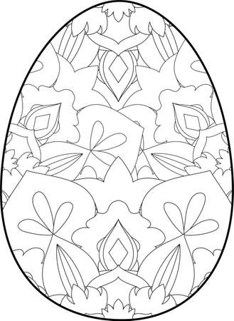 Easter egg coloring page. Happy easter day coloring page. Black and white easter egg coloring book page. Easter egg vector outline illustration. Easter egg hand drawn line art.のイラスト素材