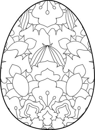 Easter egg coloring page. Happy easter day coloring page. Black and white easter egg coloring book page. Easter egg vector outline illustration. Easter egg hand drawn line art.のイラスト素材